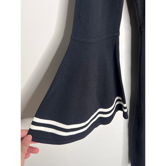 Eliza J Stripe Bell Sleeve Fit & Flare Dress Black White Women's Size Small NWT - Picture 6 of 14